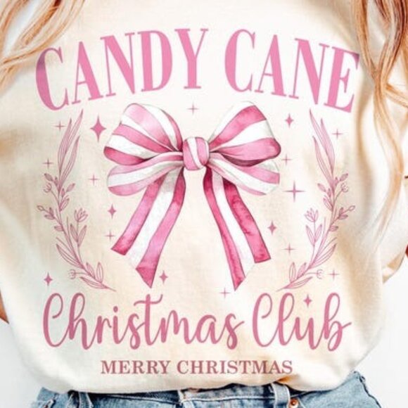 Pink Candy Cane Christmas Club T-Shirt - Picture 3 of 3